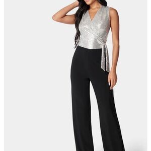 Bebe Silver and Black Women's Jumpsuit